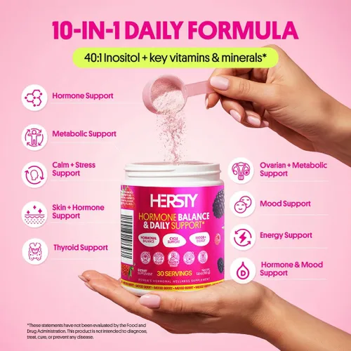 Vista 3 de Myo-inositol & D-Chiro Inositol 40:1 Polvo de magnesio para mujeres, con L-5-MTHF, vitamina D3, zinc magnesio, selenio y yodo, equilibrio hormonal