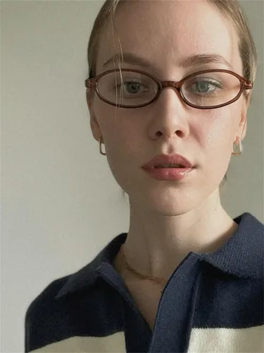 Vista 3 de ADE WU Gafas ovaladas de moda para mujer, lindos lentes retro de los años 90, con marco ligero y delgado