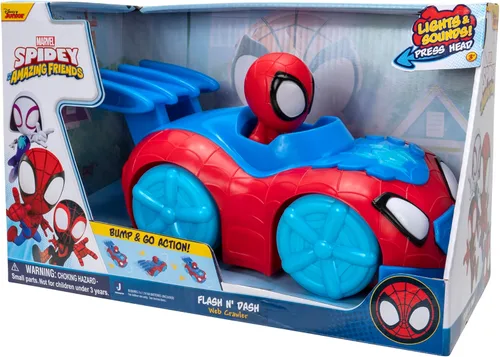 Vista 7 de Marvel's Spidey and HIS Amazing Friends Flash 'N' Dash Web Crawler - Vehículo rastreador de red motorizado con luces y sonidos - Juguetes con tus