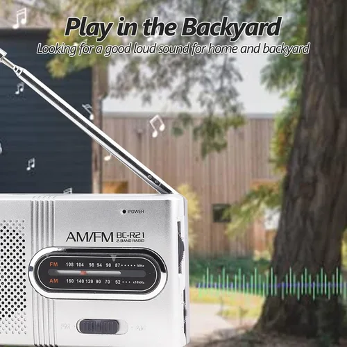 Vista 4 de Radio estéreo - AM/FM, funciona con batería, antena telescópica, altavoz grande, conector para auriculares