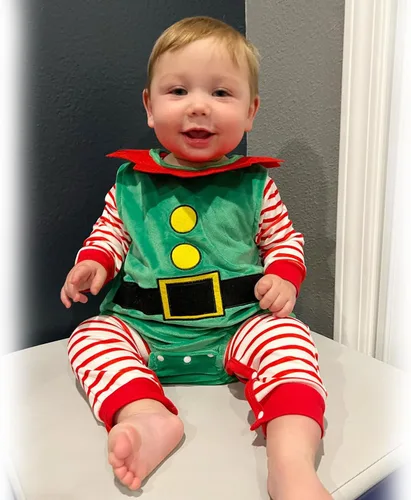 Vista 3 de HINTINA Conjunto de ropa de Navidad para bebés recién nacidos, niños y niñas, mameluco de Navidad