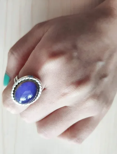 Vista 5 de 2 anillos ovalados para el estado de ánimo, estilo retro, ajustable, para amantes y amigos, talla única