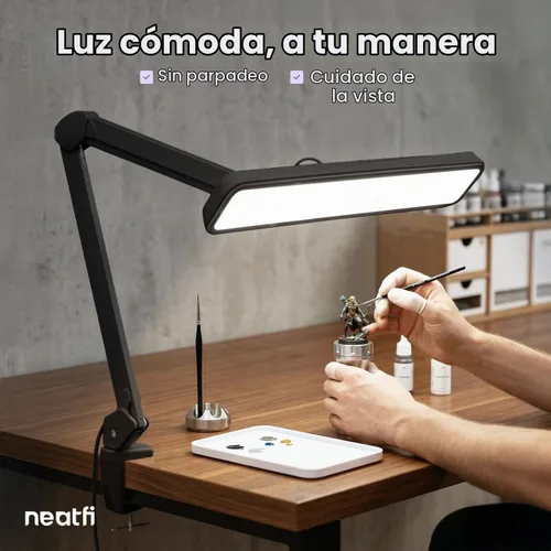Vista 4 de Neatfi (Nuevo modelo) Lámpara de trabajo LED XL de 2,500 lúmenes con abrazadera, 5 modos de luz, temperatura de color correlacionada 3000-6000K