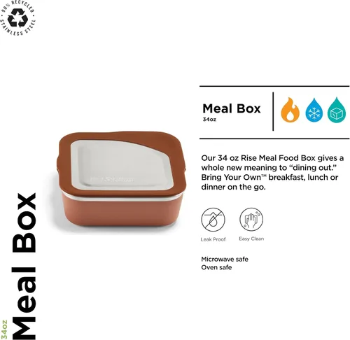 Vista 3 de Klean Kanteen Rise Food Box – Recipiente reutilizable para alimentos para preparación de comidas, almuerzo y más – Construcción de acero inoxidable