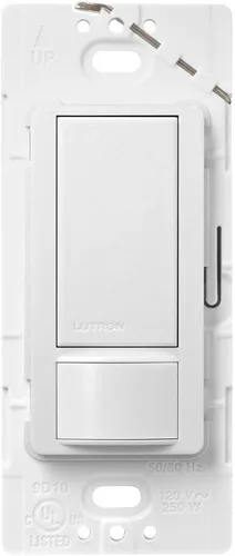 Vista 19 de Lutron Maestro Interruptor de luz con sensor de movimiento y placa de pared para baño, garaje, lavandería, cualquier bombilla, sensor de ocupación