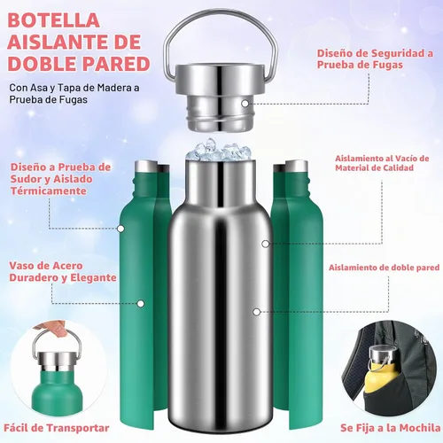 Vista 5 de Mimorou Paquete de 10 botellas de acero inoxidable aisladas de 17 onzas, 10 10