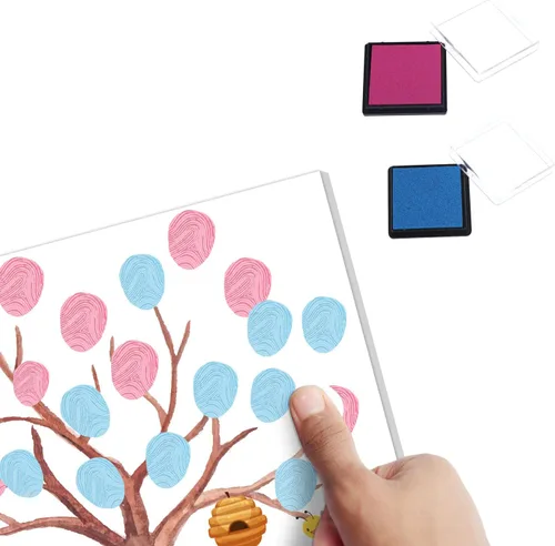 Vista 3 de ALodr Libro de invitados para baby shower, lienzo de árbol de huellas dactilares, libro de invitados con huellas dactilares con temática de abeja