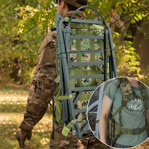Vista 6 de Arnés de soporte para árboles, arnés ergonómico de seguridad de cazador de camuflaje, correas de transporte para mochila de soporte de árbol