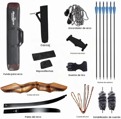 Vista 3 de DEERACE Archery 58" 60" Hunting Recurve Bow, Bow and Arrow Set for Adults Youth Beginner Hunting Targeting Archery