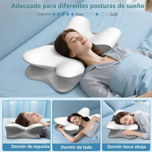 Vista 7 de Almohada cervical para aliviar el dolor de cuello, almohada ergonómica para dormir, almohadas de espuma viscoelástica de contorno para dormir