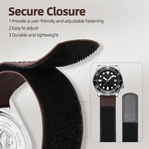 Vista 4 de Ritche Correa de reloj de piel táctica resistente ajustable de 0.78 pulgadas para hombre, compatible con Timex Expedition, Citizen, Moonswatch