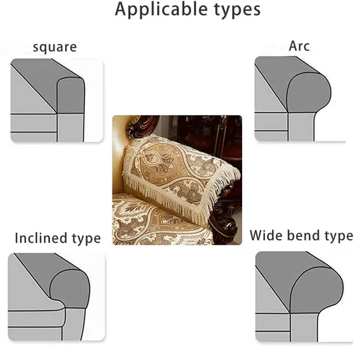 Vista 5 de Juego de 2 fundas de lujo para reposabrazos de sofá, fundas antideslizantes para reposabrazos de silla reclinable, fundas protectoras de cuero