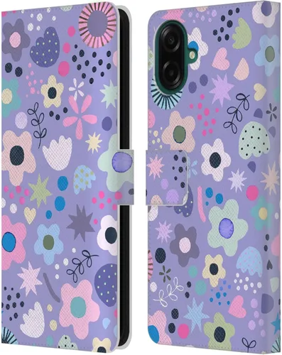 Vista 60 de Head Case Designs Officially Licensed Ninola Abstract Poppies Lilac Floral Leather Wallet Case Compatible with Samsung Galaxy A07 4G