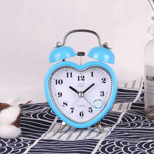 Vista 2 de SHISEDECO - Reloj despertador de 3 pulgadas, con doble campana, alarma fuerte, silencioso, analógico, de cuarzo, con luz nocturna, operado por