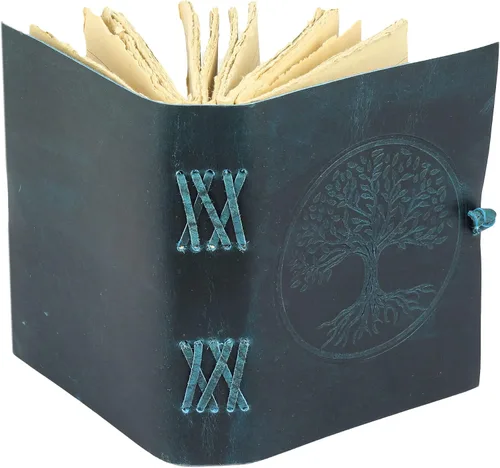 Vista 5 de Diario de cuero antiguo hecho a mano forrado con borde de Deckle Edge Vintage Paper Tree of Life Cuaderno de escritura diario para hombres