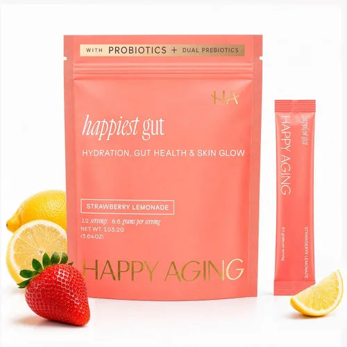 Vista 7 de Happy Aging Happiest - Polvo de hidratación intestinal - electrolitos + probióticos + prebióticos duales + ácido hialurónico - Equilibrio