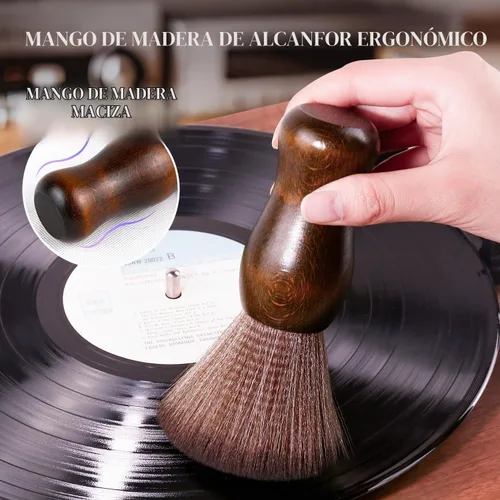 Vista 3 de XQ XIAO QIAO Cepillo de Limpieza de Discos de Vinilo - Cepillo Limpiador de Vinilo Antiestático de Madera - Accesorios para Tocadiscos