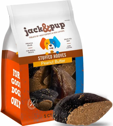 Vista 9 de Jack&Pup Boquillas de vaca rellenas para perros, pezuñas de vaca para perros, masticables naturales para perros, huesos rellenos