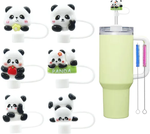 Vista 14 de 8Pcs Cute 10mm Animal Straw Covers Cap for Stanley Cup,Silicone Straw Toppers Compatible with Stanley 30&40 Oz Tumblers with Handle, Dust-Proof