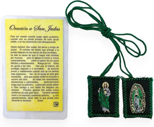 Vista 2 de San Judas Tadeo Tarjeta de Oración con Escapulario San Judas San Judas Juego de 2 piezas de Escapulario Español