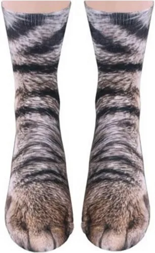 Vista 3 de Calcetines de patas de animales, loco diseño en 3D de patas de gatos, perros y tigres. Divertido regalo navideño para mujer u hombre adultos