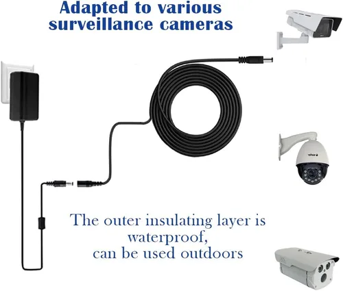 Vista 5 de 2 cables de extensión de alimentación CC de 10 pies (9.8 ft) de 12 V con conectores adaptadores de conector de alimentación (2 x macho + 2 hembra)