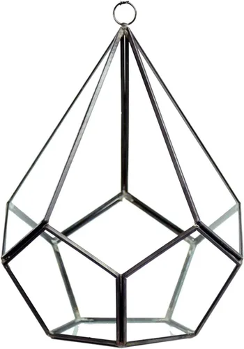 Vista 11 de WGV - Maceta geométrica colgante de terrario de 5.5 pulgadas de ancho y 6 pulgadas de alto, marco negro de cristal transparente, marco negro, planta