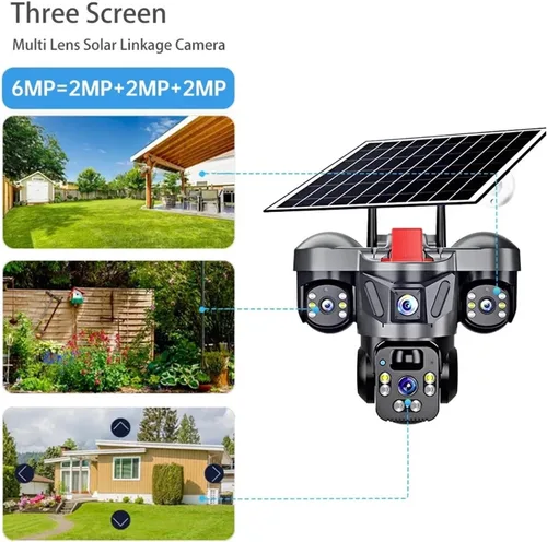 Vista 4 de Cámara de seguridad solar de triple lente Cámara WIFI y 32GB