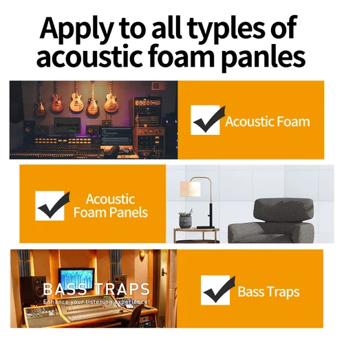 Vista 7 de Focusound Paquete de 300 Puntos Adhesivos de Doble Cara Amarillos para Paneles de Espuma Acústica Insonorizante