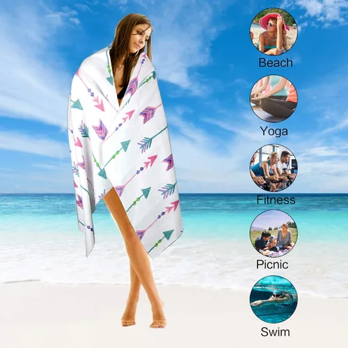 Vista 5 de Toalla de playa fina de secado rápido, sin arena, súper absorbente, impresa en dos lados, manta grande de gran tamaño para viajes, piscina, baño