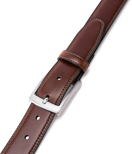 Vista 3 de MILORDE Cinturón de vestir de cuero genuino para hombre, hecho a mano, 100% cuero de vaca, diseños clásicos y modernos para trabajo, negocios y uso