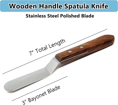 Vista 3 de A2Z - Espátula de glaseado de acero inoxidable de calidad profesional, para decoración de tartas, hoja flexible resistente, mango de madera para un