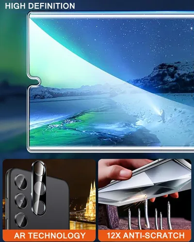 Vista 4 de Glitter Series - Protector de lente de cámara compatible con Samsung Galaxy S23 Ultra, anillo de aleación de aluminio 9H, vidrio templado