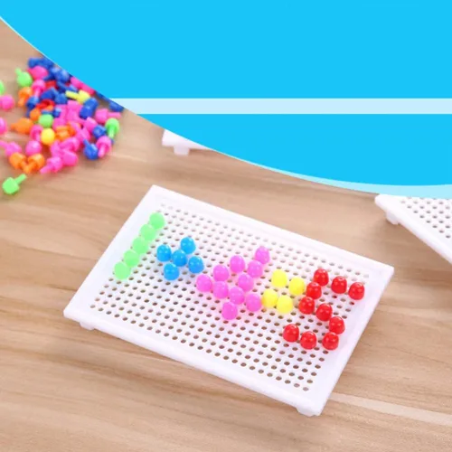 Vista 3 de ibasenice 93pcs Mushroom Puzzle Peg Board for Kids Puzzels Kids Pegboard Jigsaw Mushroom Nail Jigsaw Pegboard Three-Dimensional Plug Board Child
