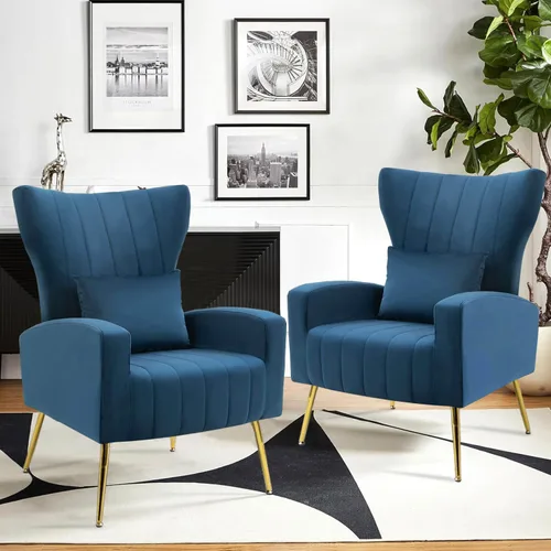 Vista 10 de Silla decorativa de terciopelo con respaldo abatible y cojín lumbar, sillón moderno para sala de estar/dormitorio, silla lateral de recepción