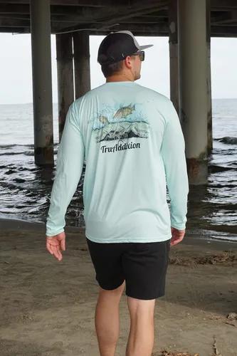 Vista 2 de Camiseta de manga larga Dry Fit que absorbe la humedad UPF 50, protección UV, langosta y pez cerdo, ligera, para pesca al aire libre
