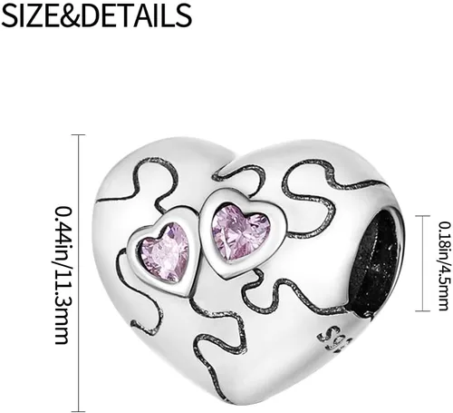Vista 3 de TINSLO Mother's Day Charm Suitable For Pandora Charm Bracelet Women 925 Sterling Silver Love Beads Charm Beads Mom Girls Pendant For Bracelets