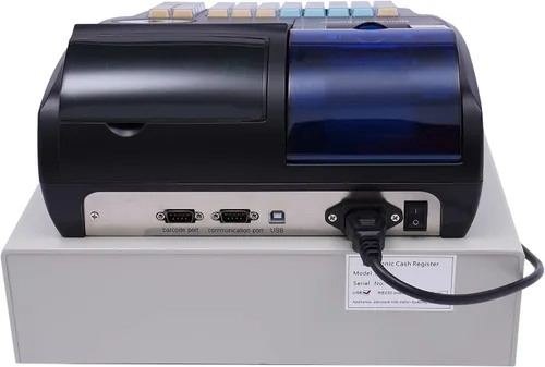 Vista 7 de Sistema POS electrónico de caja registradora con teclado de 48 teclas y cajón bandeja de efectivo e impresora térmica para pequeñas empresas