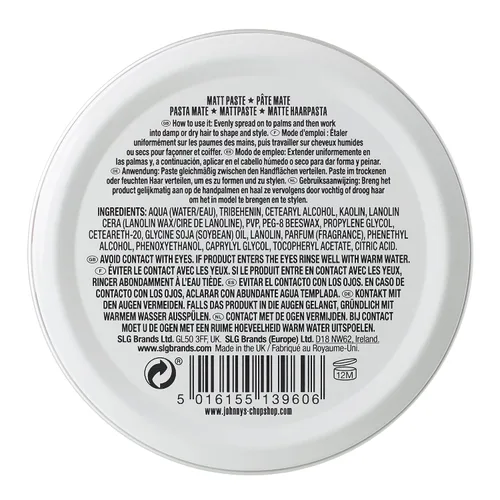 Vista 8 de JOHNNY'S CHOP SHOP Pasta mate #1 para hombre para peinar el cabello, de calidad profesional, sujeción fuerte, textura duradera, aspecto natural
