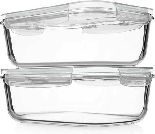 Vista 12 de Razab 4 recipientes grandes de vidrio para almacenar alimentos de 62.9 fl oz / 63 onzas / 8 tazas con tapas, recipientes de vidrio para preparar
