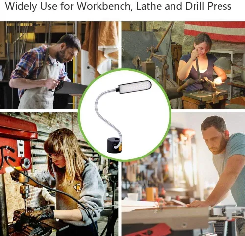 Vista 7 de Luz para Máquina de Coser, Lámpara de Trabajo Magnética LED, 30 LED, 6W, Multifuncional, Cuello de Ganso Flexible, Lámpara de Costura con Base
