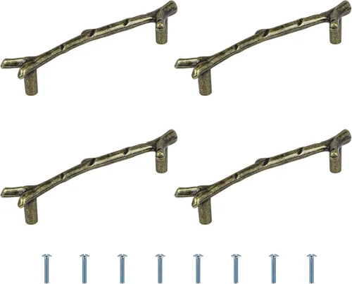 Vista 9 de Gartful Asas para bandeja de resina, paquete de 4 manijas de metal con forma de ramas de 4.724 in con juego de tornillos para molde de silicona