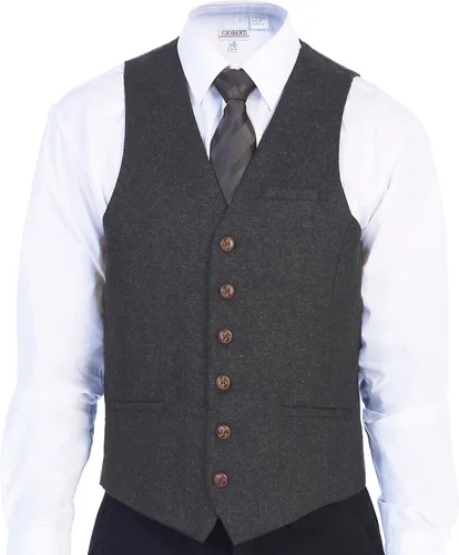 Vista 70 de Gioberti Chaleco de tweed formal de 6 botones para hombres