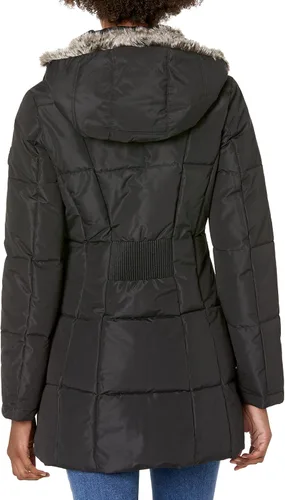 Vista 2 de Nautica Chaqueta acolchada pesada para mujer con capucha forrada de piel sintética