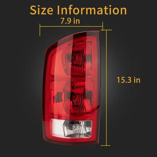 Vista 3 de Ensamble de luz trasera MiKaFex compatible con Dodge Ram 1500 2002-2006 2003-2006 Dodge Ram 2500 3500 Pickup luces traseras del lado del conductor