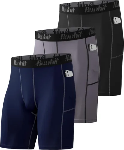 Vista 12 de Runhit - Pantalones cortos de compresión para hombre, ropa interior de licra, pantalones cortos para correr, entrenamiento y actividades deportivas
