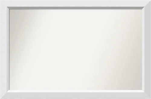 Vista 110 de Amanti Art Espejo de baño blanco para sobre el fregadero, 24 x 26 pulgadas, espejo rectangular blanco y blanco, marco de madera contemporáneo