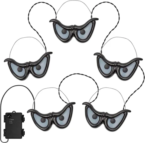 Vista 5 de WATERGLIDE - Luces intermitentes de ojos escalofriantes de Halloween, 5 pares de luces que funcionan con pilas, cambio de color automático