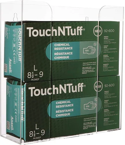 Vista 3 de Cq acrylic Soporte de guantes de goma para montaje en pared, dispensador de guantes desechables transparente y caja de guantes en la pared