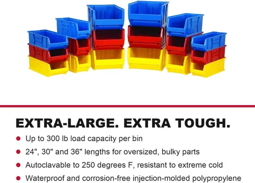 Vista 6 de Quantum Storage QUS950 - Contenedor apilable de plástico para Hulk, 23-7/8 x 8-1/4 x 7 pulgadas, paquete de 6 Azul